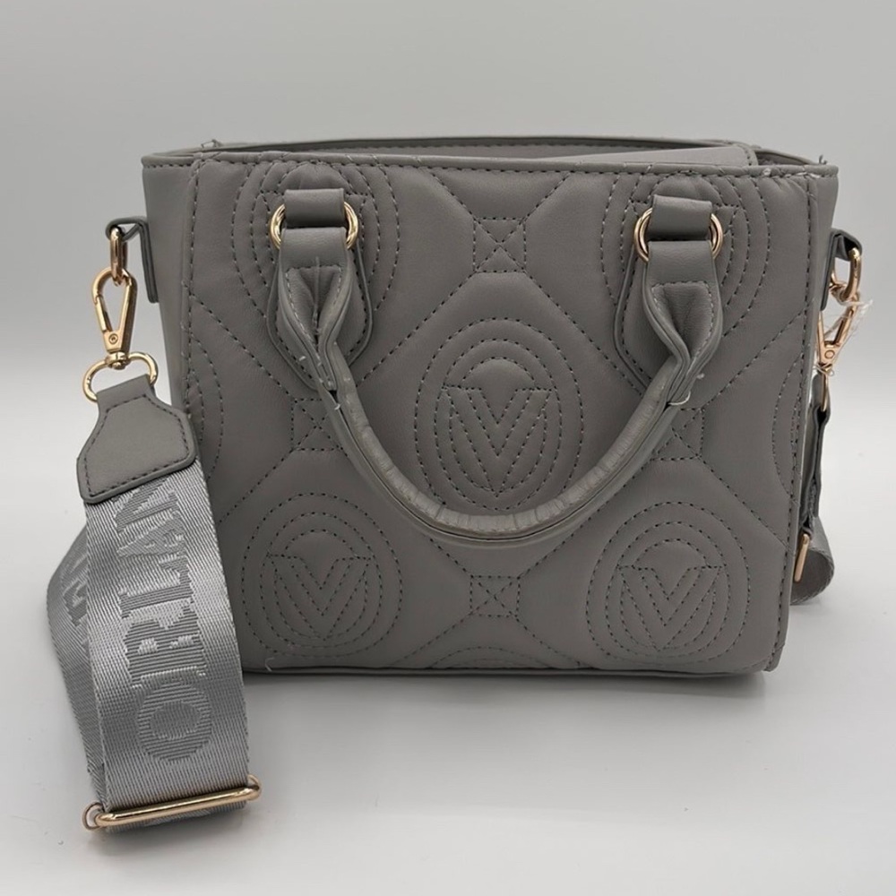 ✨ Valentino Orlandi Quilted Grey Satchel Crossbody – NWT ✨